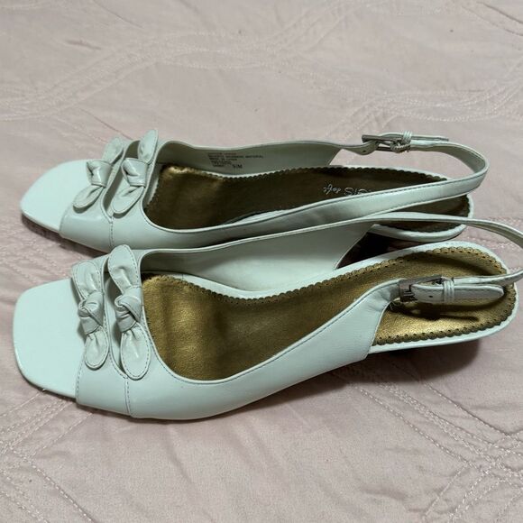 Nickels Vintage Dainty Bow Slingback Kitten Heels Sandy 9.5 - Picture 2 of 7
